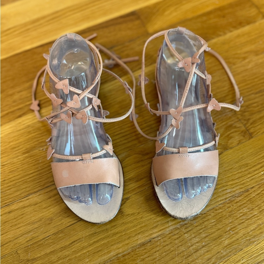 Loeffler Randall Heartla Ankle Wrap Gladiator Sandal Blush Dainty Soft Girl  6.5